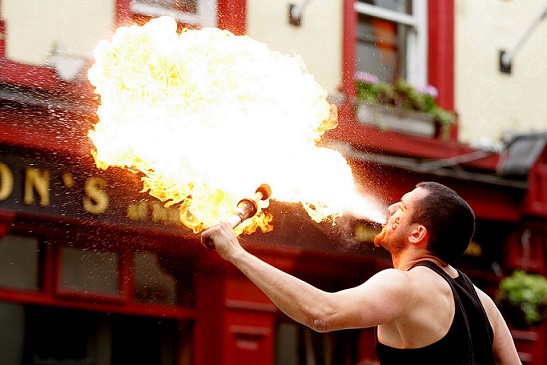 Fire eater in Temple Bar